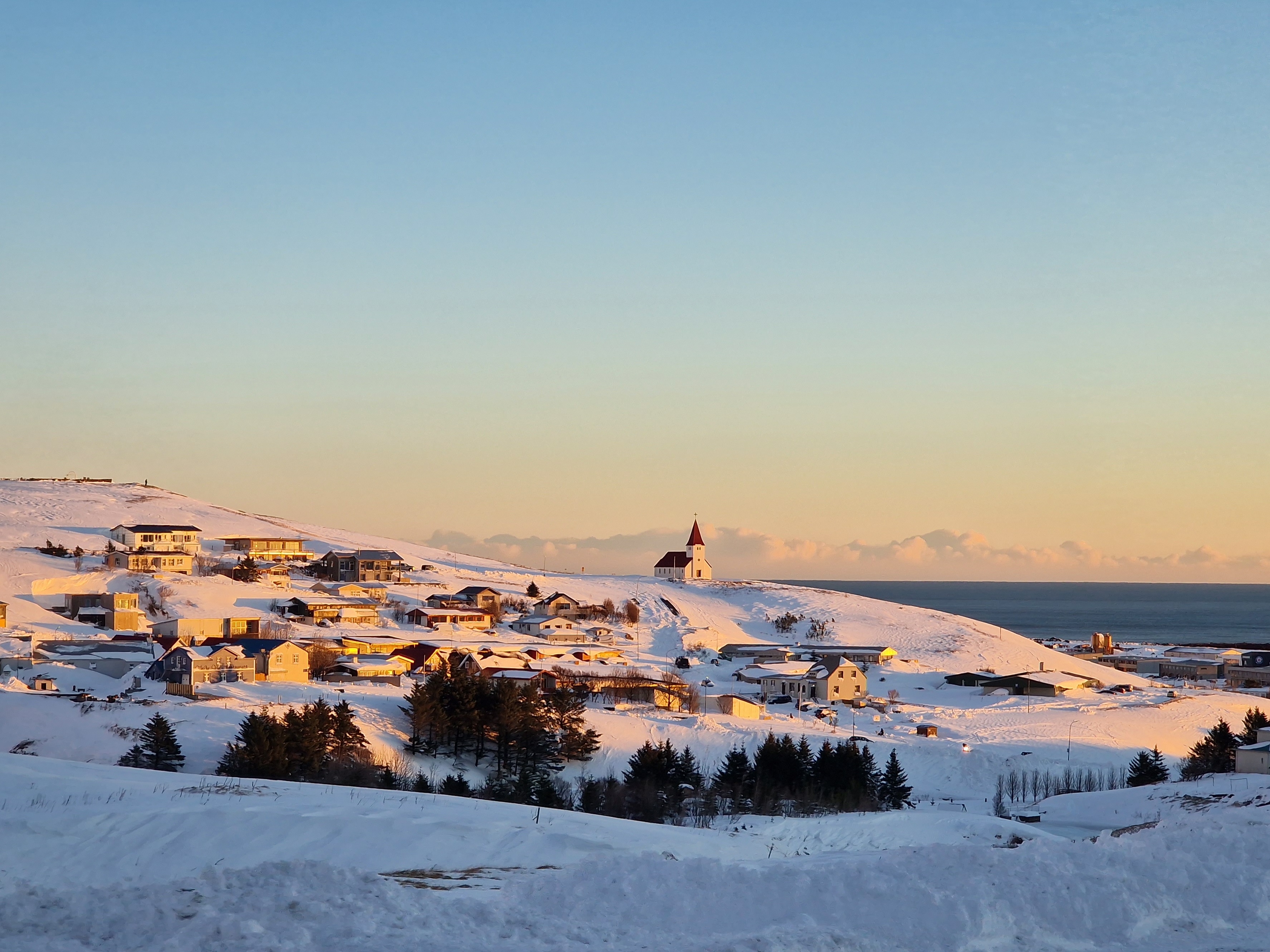 The town of Vik in the Sunset